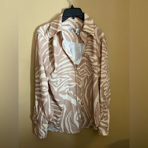 L’academie small animal print button down
